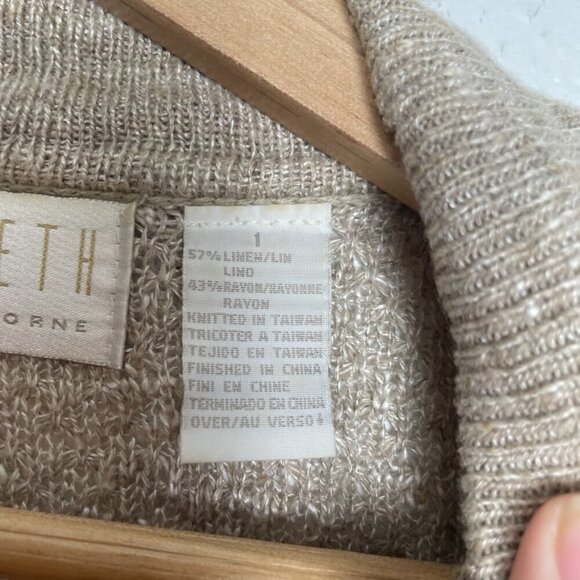 Elisabeth Vintage Linen Blend Button Down Knit Collar Blouse Size: 1X - Picture 12 of 14